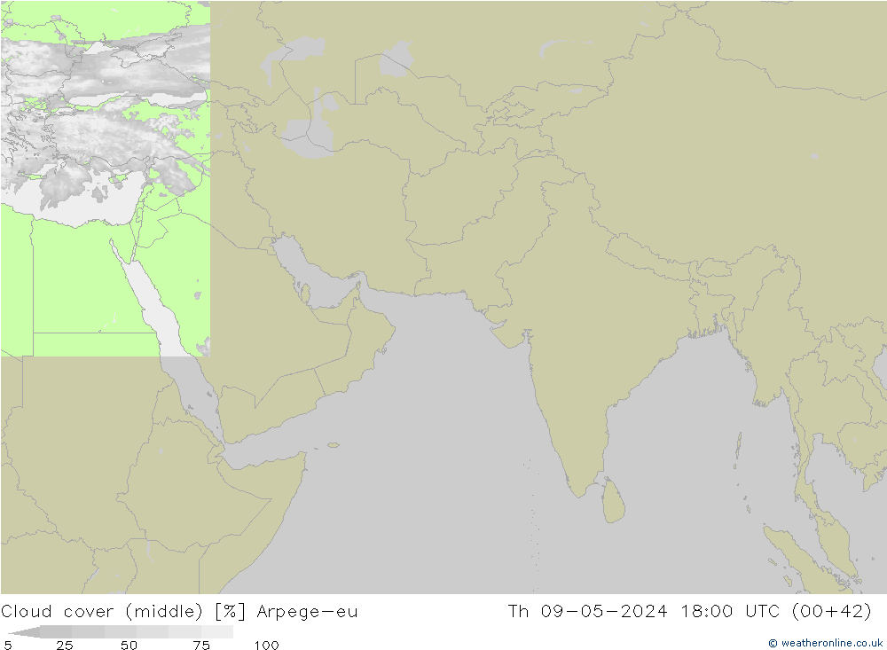 oblačnosti uprostřed Arpege-eu Čt 09.05.2024 18 UTC
