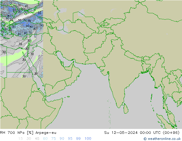 RH 700 гПа Arpege-eu Вс 12.05.2024 00 UTC