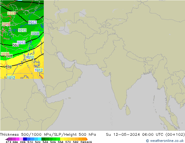 Thck 500-1000hPa Arpege-eu Dom 12.05.2024 06 UTC