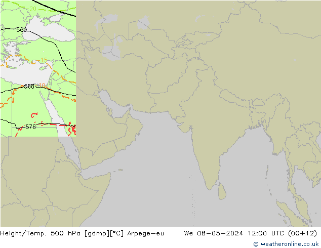 Hoogte/Temp. 500 hPa Arpege-eu wo 08.05.2024 12 UTC