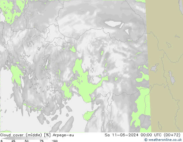 oblačnosti uprostřed Arpege-eu So 11.05.2024 00 UTC