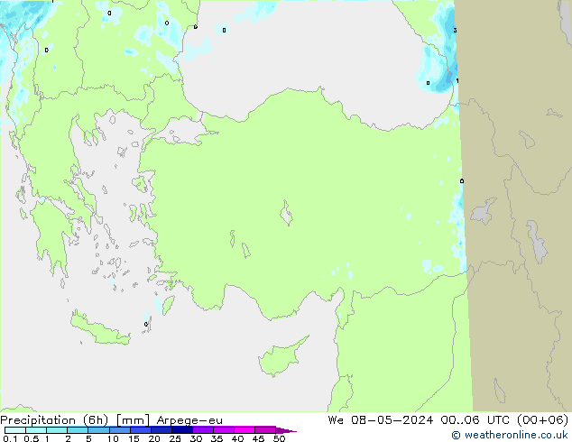 Precipitation (6h) Arpege-eu We 08.05.2024 06 UTC