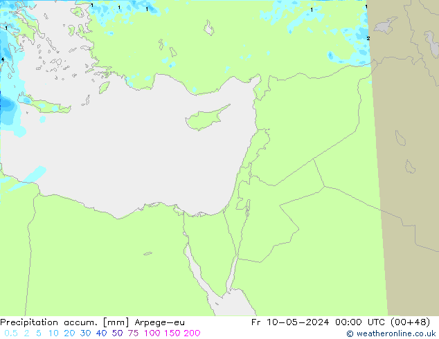 Precipitation accum. Arpege-eu Fr 10.05.2024 00 UTC