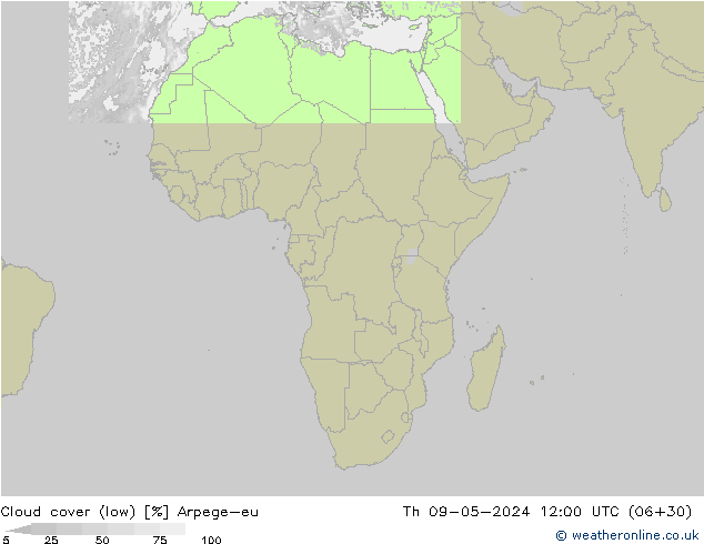 Nubes bajas Arpege-eu jue 09.05.2024 12 UTC