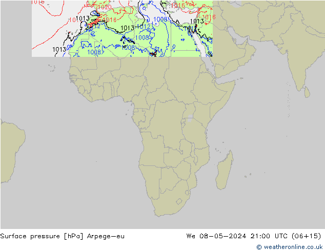 Surface pressure Arpege-eu We 08.05.2024 21 UTC