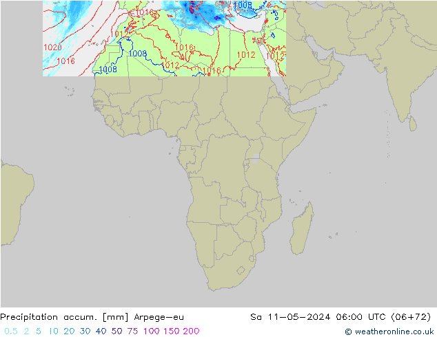 Toplam Yağış Arpege-eu Cts 11.05.2024 06 UTC
