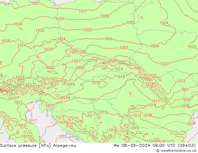 Surface pressure Arpege-eu We 08.05.2024 09 UTC
