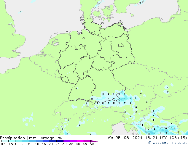 Precipitation Arpege-eu We 08.05.2024 21 UTC