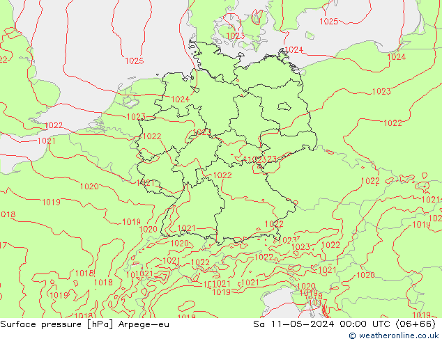 Luchtdruk (Grond) Arpege-eu za 11.05.2024 00 UTC