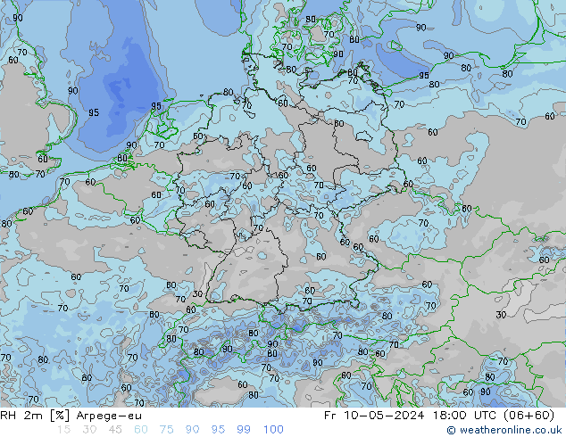 RH 2m Arpege-eu Fr 10.05.2024 18 UTC