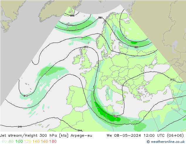 Jet Akımları Arpege-eu Çar 08.05.2024 12 UTC