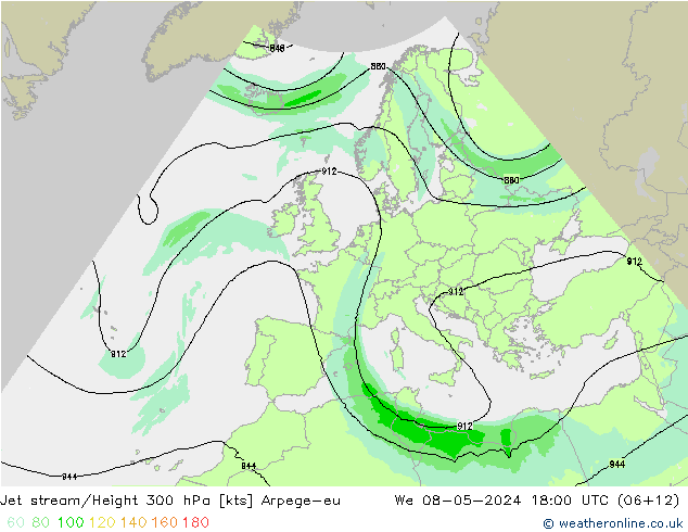 Jet stream/Height 300 hPa Arpege-eu St 08.05.2024 18 UTC
