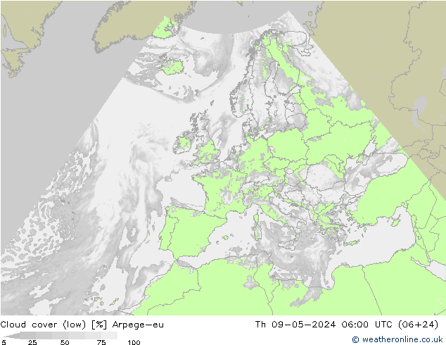 zachmurzenie (niskie) Arpege-eu czw. 09.05.2024 06 UTC