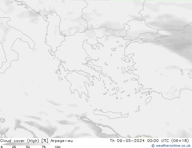 vysoký oblak Arpege-eu Čt 09.05.2024 00 UTC