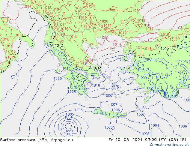 Surface pressure Arpege-eu Fr 10.05.2024 03 UTC