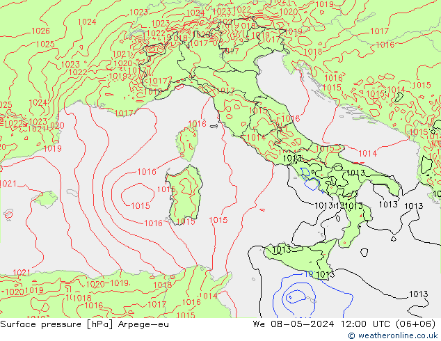 pressão do solo Arpege-eu Qua 08.05.2024 12 UTC