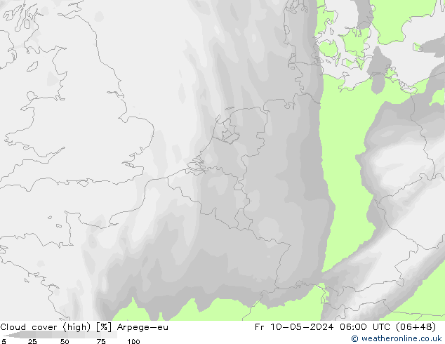 Wolken (hohe) Arpege-eu Fr 10.05.2024 06 UTC