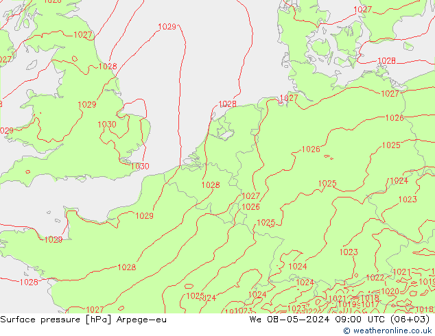 Bodendruck Arpege-eu Mi 08.05.2024 09 UTC