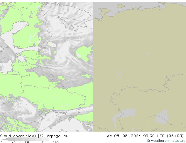 nízká oblaka Arpege-eu St 08.05.2024 09 UTC