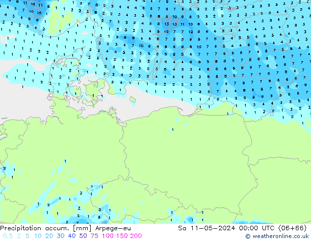 Precipitation accum. Arpege-eu  11.05.2024 00 UTC