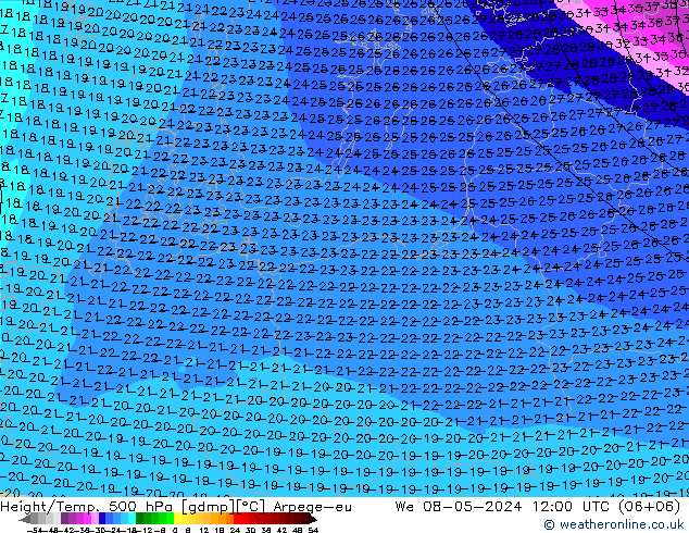 Geop./Temp. 500 hPa Arpege-eu mié 08.05.2024 12 UTC