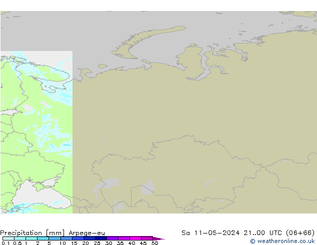 осадки Arpege-eu сб 11.05.2024 00 UTC