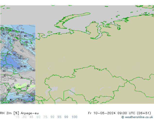 RH 2m Arpege-eu Fr 10.05.2024 09 UTC