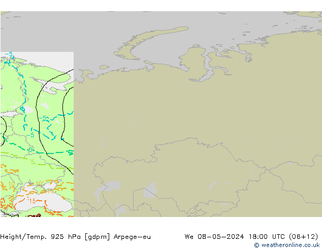 Height/Temp. 925 гПа Arpege-eu ср 08.05.2024 18 UTC