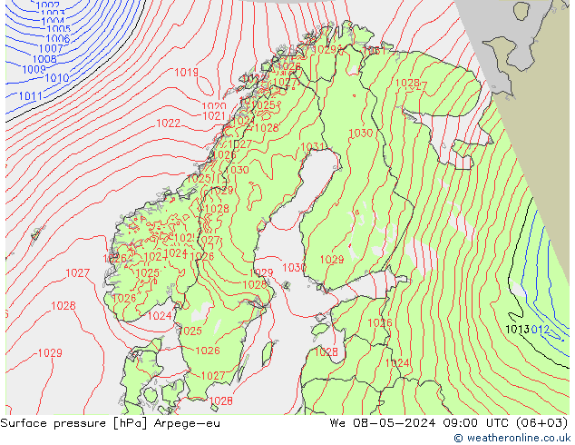 ciśnienie Arpege-eu śro. 08.05.2024 09 UTC