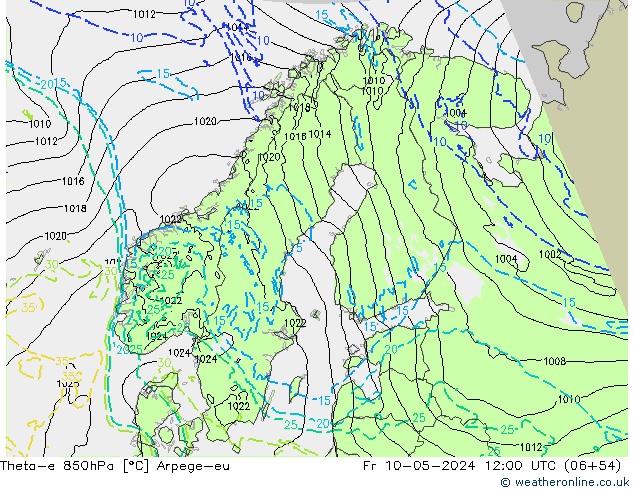 Theta-e 850hPa Arpege-eu vr 10.05.2024 12 UTC