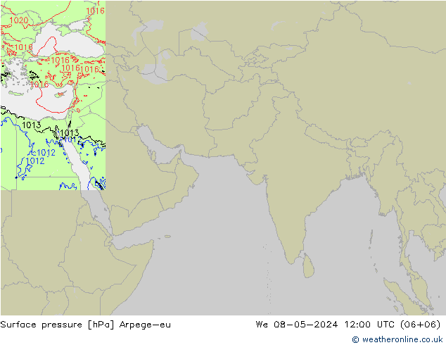 Pressione al suolo Arpege-eu mer 08.05.2024 12 UTC