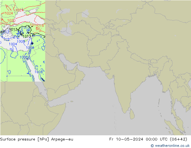 Atmosférický tlak Arpege-eu Pá 10.05.2024 00 UTC