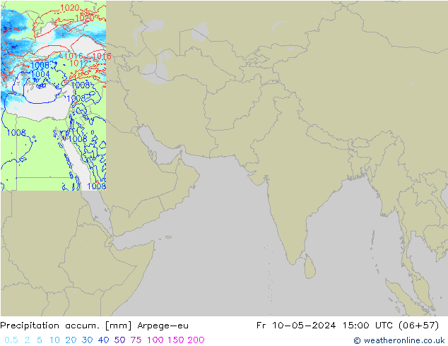 Precipitation accum. Arpege-eu pt. 10.05.2024 15 UTC