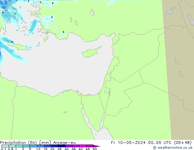 Precipitation (6h) Arpege-eu Pá 10.05.2024 06 UTC