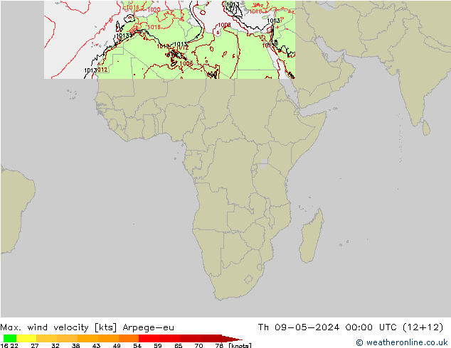 Maks. Rüzgar Hızı Arpege-eu Per 09.05.2024 00 UTC