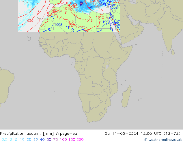 Precipitation accum. Arpege-eu Sa 11.05.2024 12 UTC