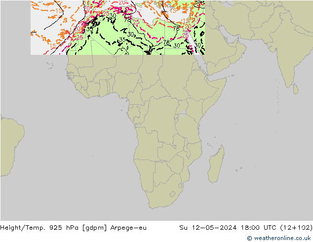 Height/Temp. 925 hPa Arpege-eu  12.05.2024 18 UTC