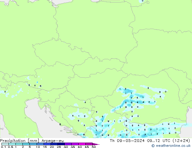 precipitação Arpege-eu Qui 09.05.2024 12 UTC