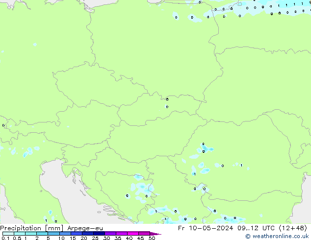 Precipitazione Arpege-eu ven 10.05.2024 12 UTC