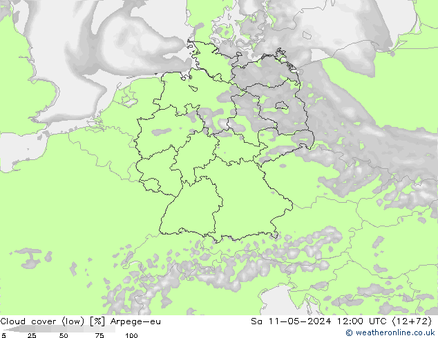 nízká oblaka Arpege-eu So 11.05.2024 12 UTC