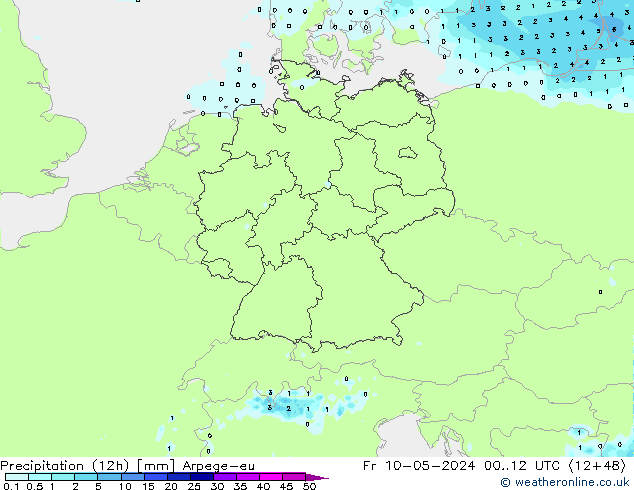 Yağış (12h) Arpege-eu Cu 10.05.2024 12 UTC