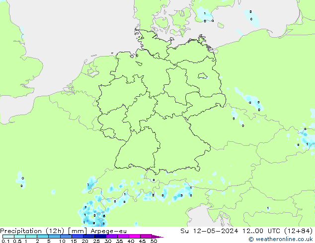 Precipitation (12h) Arpege-eu Su 12.05.2024 00 UTC