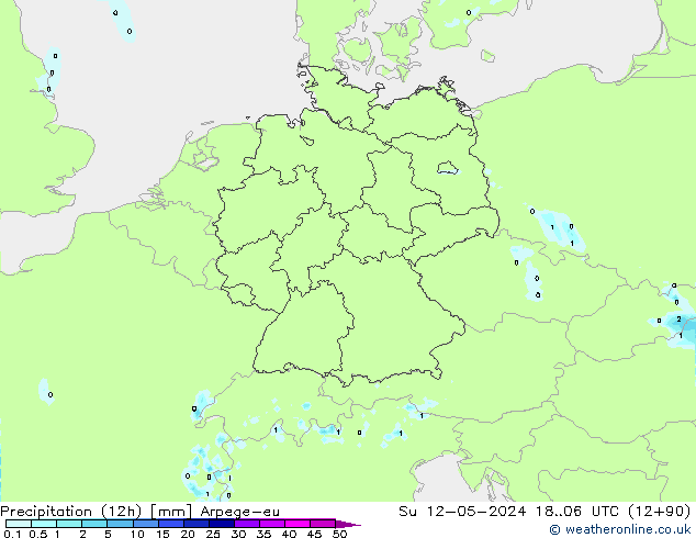 Precipitation (12h) Arpege-eu Su 12.05.2024 06 UTC