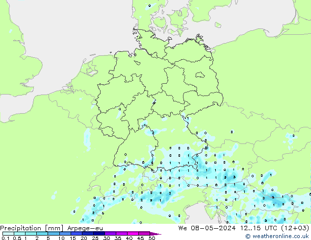 Precipitation Arpege-eu We 08.05.2024 15 UTC