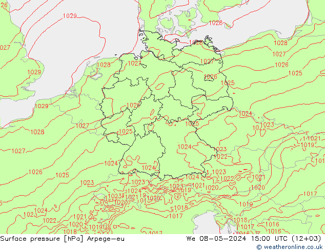 地面气压 Arpege-eu 星期三 08.05.2024 15 UTC