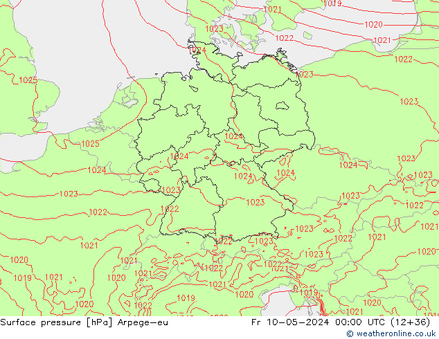 Presión superficial Arpege-eu vie 10.05.2024 00 UTC