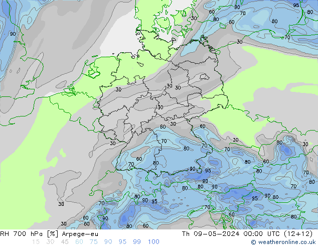 700 hPa Nispi Nem Arpege-eu Per 09.05.2024 00 UTC