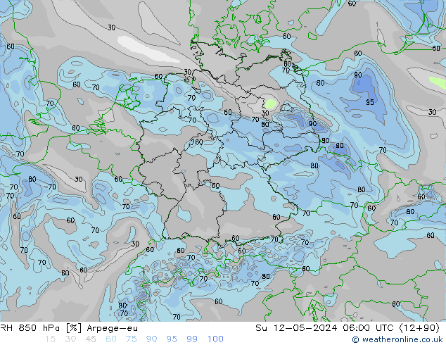 850 hPa Nispi Nem Arpege-eu Paz 12.05.2024 06 UTC