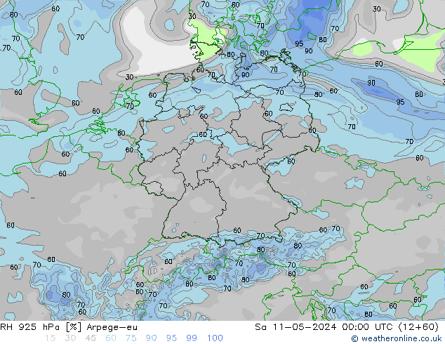 RH 925 hPa Arpege-eu Sa 11.05.2024 00 UTC