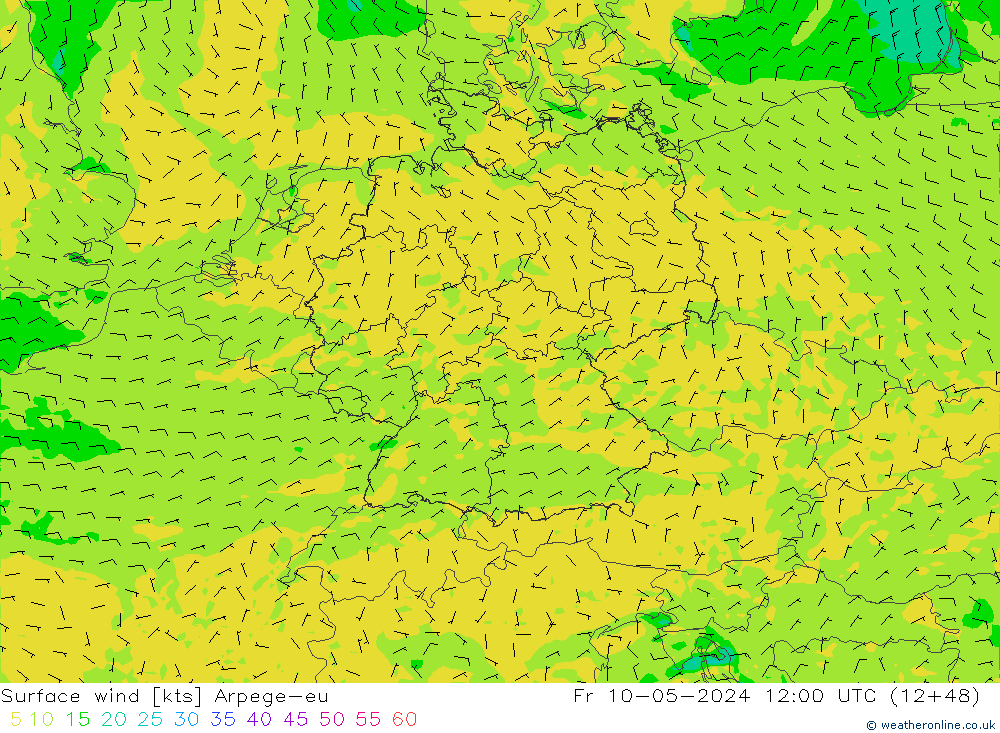 Surface wind Arpege-eu Pá 10.05.2024 12 UTC